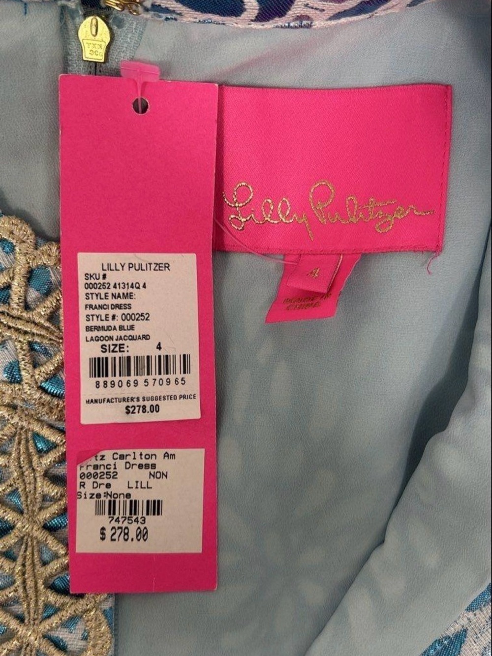 Lily Pulitzer Franci Sleeveless Blue Fit-and-Flare Dress~ NWT~ Sz 4 - Picture 4 of 5